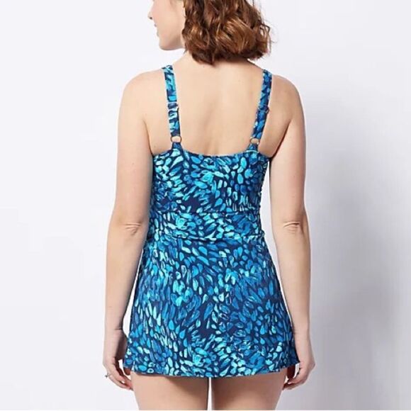 Denim &amp; Co Beach V-Neck Wrap Front Swim Dress - Picture 2 of 6